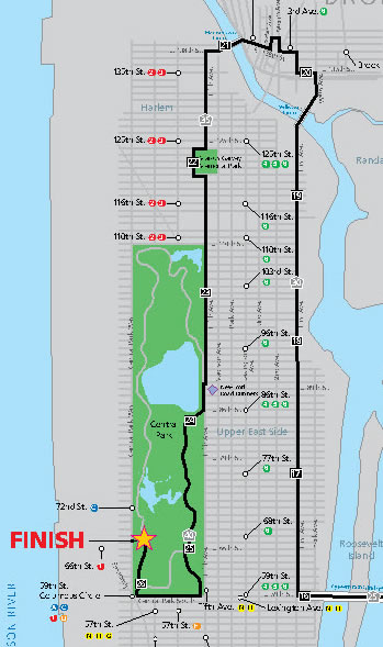 ing-new-york-city-marathon-route-map - Central Park